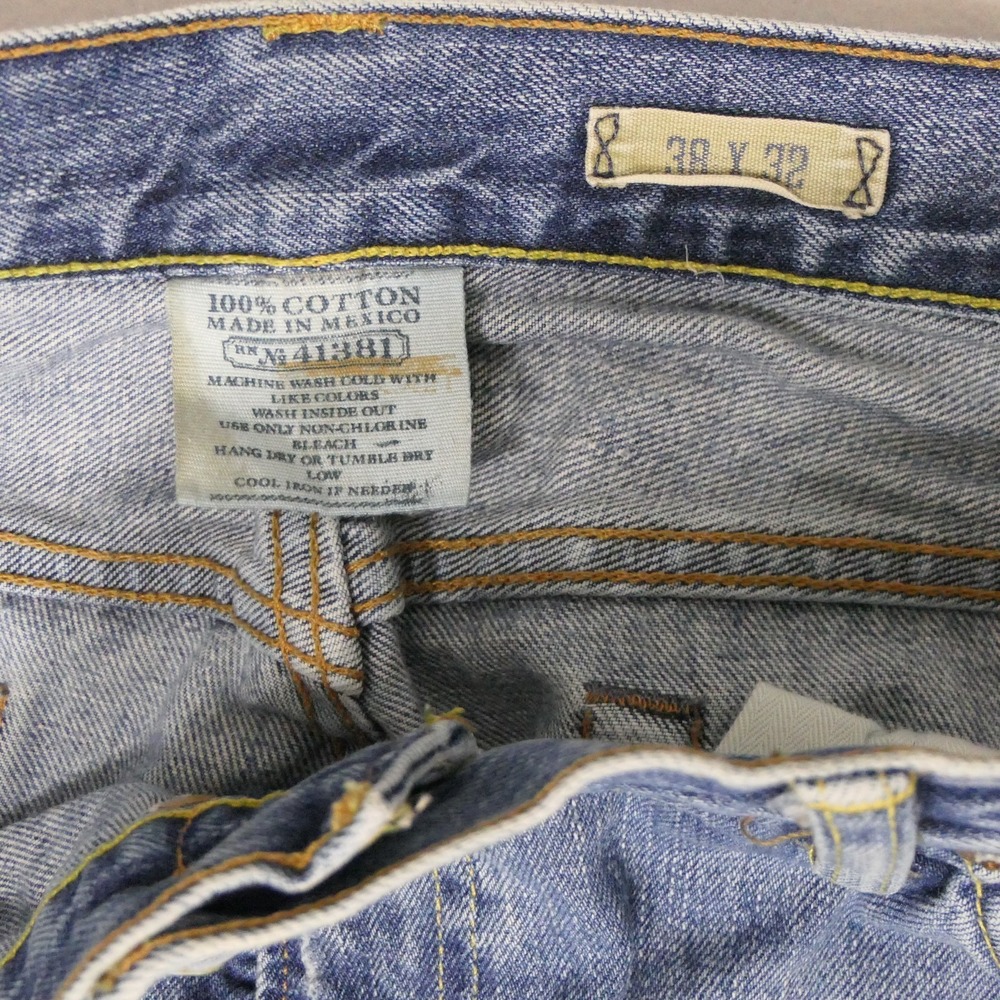 Polo Ralph Lauren 867 Classic Straight Leg Jeans 38x32 Blue Faded Denim Y2K - Picture 12 of 16